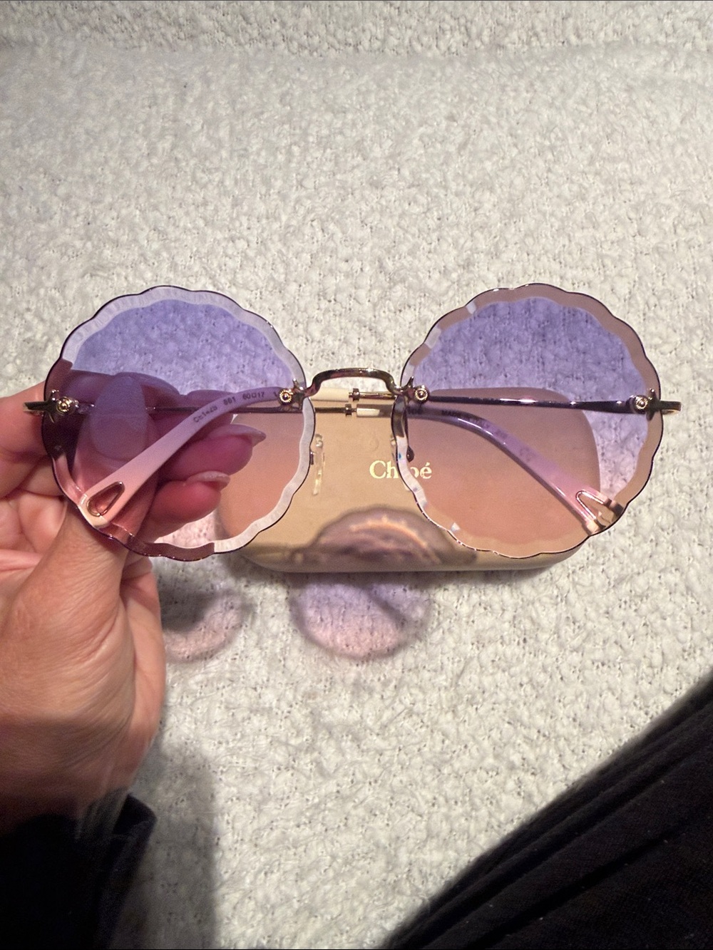 Chloe Purple to Pink Gradient scalloped Sunglasses